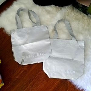 Athleta reusable silver tote bags silver